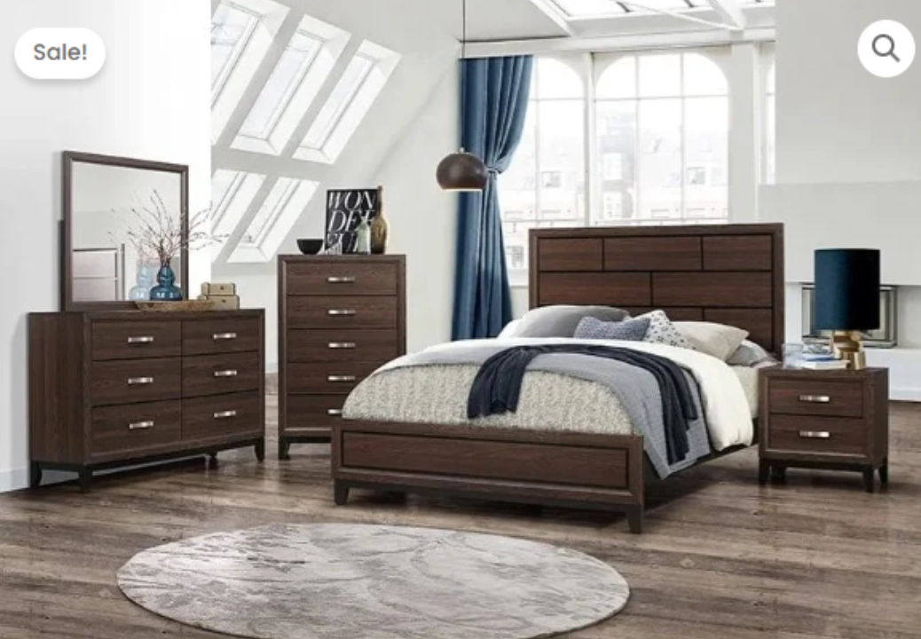 Modern Brown Dresser & Mirror