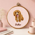 Pet Portrait in Wooden Hoop (Embroidered Effect)
