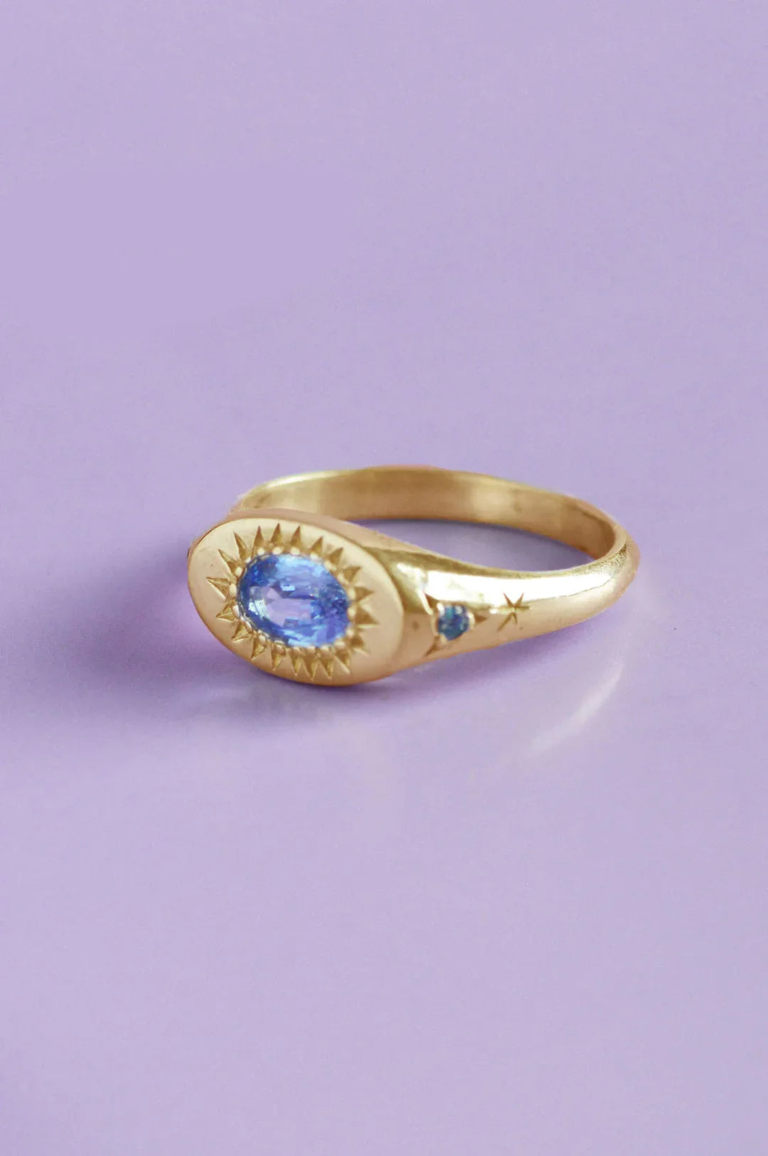 Penny Blue Sapphire Gold Ring