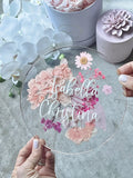 NAME DISC WITH DRIED PRESSED FLORALS